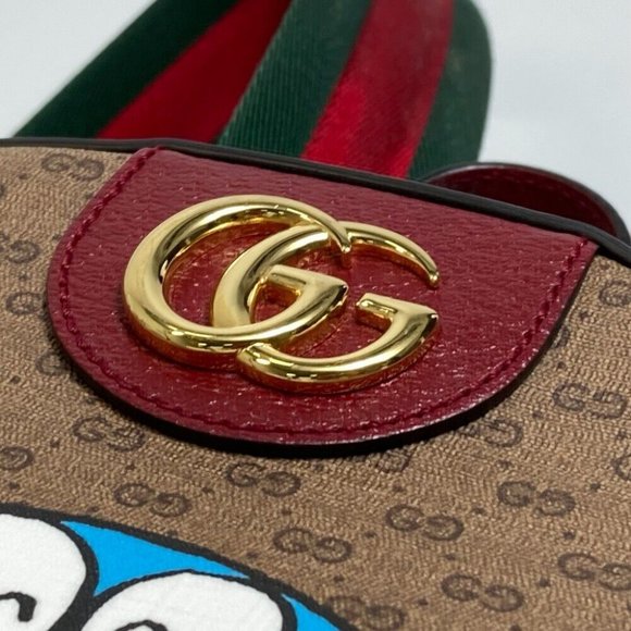 GUCCI 647816 GG Supreme Doraemon x GUCCI Small Backpack PVC/Leather Beige x Red